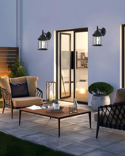 LIT-PaTH Outdoor Wall Light Fixture, Antirust Aluminum Glass, Black 2 Pack - Image 5