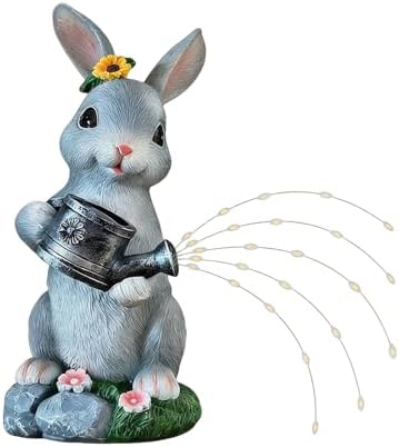 Weather Solar Power Rabbits Statue with Watering Can Parties Decors for Yard and Porch Decorative Lighting Resin Rabbits with Watering Can by Unknown
