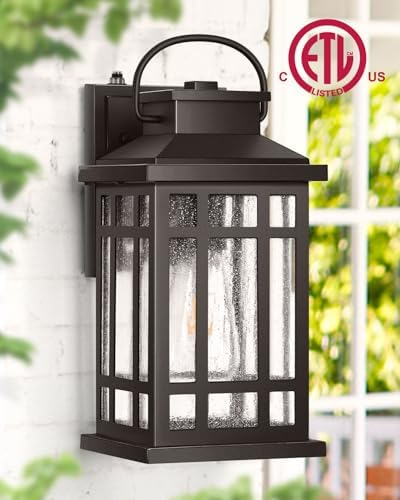 Exterior Lighting Fixtures, Oil Rubbed Bronze Dusk to Dawn Outdoor Light, 100% Aluminum Outdoor Porch Lights Wall Mount, Waterproof Exterior Wall Sconce for Patio, 2-pack Outside Garage Lantern - Image 5