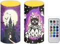 Halloween Day Flameless Candles with Remote and Timers Battery Operated Candles for Indoor Outdoor Trick or Treat Day Home Party Dinner Decorations, Black Cat Bat Castle by Merkmak