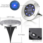 LYHOPE Solar Ground Lights Outdoor, 16 Pack 8 LED Solar Disk Lights Waterproof Garden In-ground Pathway Lights Landscape Lighting for Lawn,Yard,Deck,Patio,Walkway (Blue) - Image 3