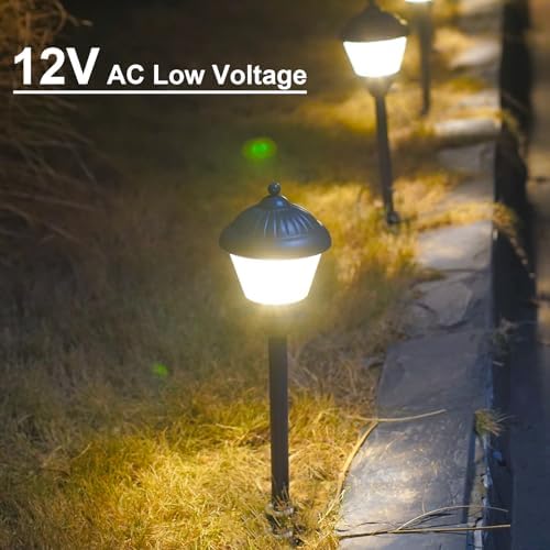 GOODSMANN Pathway Lights 1.5W LED 8PK Outdoor Low Voltage Landscape Lighting Kits 100Lumen Hardwired Path Lights 3000K Warm White Metal 12V Bronze Electric Sidewalk Walkway Light with Cable Connector - Image 4