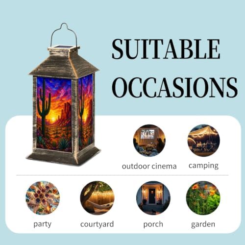 Stained Glass Cactus Art Solar Lanterns Outdoor Waterproof - Image 5