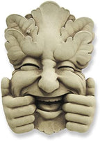 Carruth Studio Too Much Fun, Green Man Plaque for Home and Garden, Handmade in Stone, Whimsical Garden Sculpture by Carruth+Studio