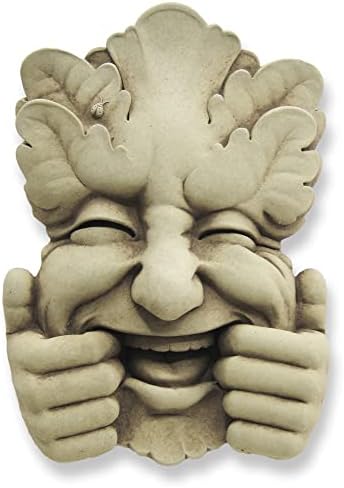 Carruth Studio Too Much Fun, Green Man Plaque for Home and Garden, Handmade in Stone, Whimsical Garden Sculpture by Carruth+Studio