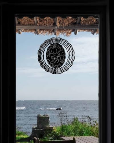 12 Inch Thanksgiving Fall Wind Spinner for Yard and Garden, Autumn Pumpkin Leaves Lines Black Hanging Ornaments Outdoor 3D Kinetic Wind Sculpture Spinners Indoor Outdoor Patio Décor Ornaments Gift - Image 6