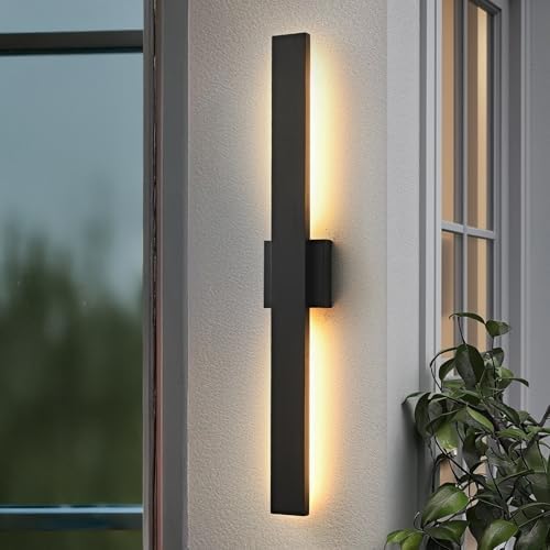 Black Long Outdoor Wall Lights Modern Exterior Lighting Fixtures 31.5 Inch Outdoor Wall Sconce LED 3000K IP65 Waterproof Wall Mount Outside Lights for House Garage Front Door Patio 1Pack by SIONLOM