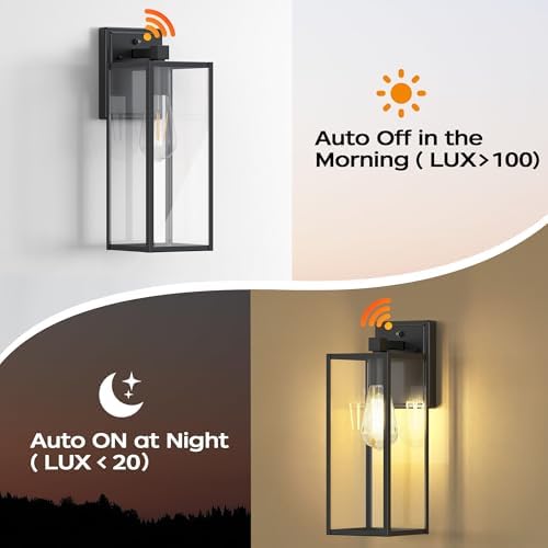16" Dusk to Dawn Exterior Lighting Fixture, Outdoor Porch Light Wall Sconce - Image 2