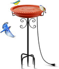 Daoeny Heated Bird Baths for Outdoors, Upgraded 100W Thermostatically Controlled Heated Bird Bath with 5-Prong Metal Base, Heated Bird Bath for Outside Winter Garden Patio Yard Lawn(Terracotta) by Daoeny