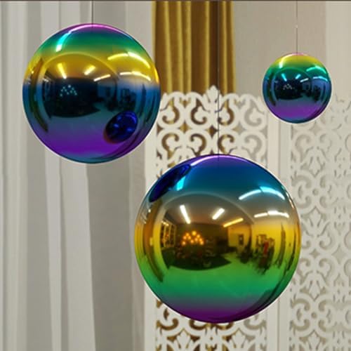 Stainless Steel Gazing Globe Mirror Ball, Garden Reflective Ball Decorations Outside House Decor Outdoor Decorations Mirror Polished Ball to Any Garden or Home (Colorful, Dia: 10 inch) - Image 6
