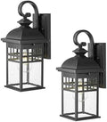 Emliviar 15" Outdoor Porch Lights 2 Pack, Outdoor Wall Lights for House, Seeded Glass Shade, Black Finish, DE279B-2PK BK by EMLIVIAR
