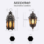 NEEDOMO Moroccan Table & Hanging Lanterns, Amber Metal Lanterns Decorative Indoor/Outdoor, Table, Patio, Porch, Shelf, Gothic Home Decor - Image 4