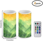 Watercolor Mountains Flameless LED Candles Painting Battery Operated Candles with Timer Pack of 2 LED Pillar Battery Tea Lights for Home Living Room Bedroom Dining Table Decorations - Image 4