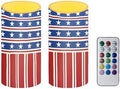 Set of 2 Independence Day Flags Flameless Candles with Remote Outdoor Battery Operated Candles with Timer Flickering LED Pillar Lights for 4th of July USA Patriotic Decoration by Merkmak