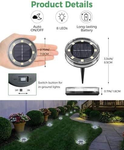 LOTMOS 30 Pack Solar Ground Lights, Solar Lights Outdoor Waterproof IP68 - Image 6