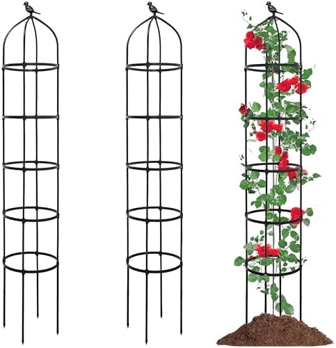2-Pack 6.7FT Garden Obelisk Trellis for Climbing Plants,81”Metal Plant Support Tower,Heavy Duty Thickened Tube,Rustproof Black Vine & Flower Stand for Outdoor Indoor Use by TCBWFY