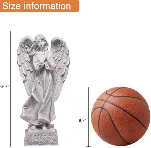 basen Praying Angel Garden Statue, Outdoor Memorial Decor for Cemetery - Image 4