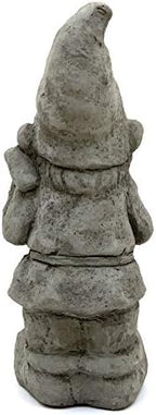 Garden Gnome with Mallet: Solid Durable Stone Statue with Vintage Texture. Sealed for Outdoors. Handcrafted USA. (Antique/Gray) - Image 4