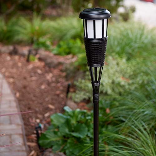 Newhouse Lighting FLTORCH4-B Solar-Powered Flickering Flame Outdoor Island Torches, 4-Pack, Dark Chocolate,Black - Image 4
