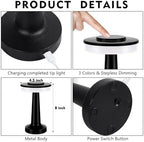 Riakrum 12 Pcs LED Cordless Table Lamp Bulk Rechargeable,Black - Image 2