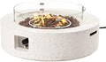 SUNBURY Outdoor 42 Inch Propane Fire Pit Table, Patio Gas Fire Table 50,000 BTU Fire Pit for Outside in Spotted White w Glass Wind Guard, Lava Rocks by SUNBURY