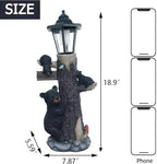 19" Black Bear Statue Solar Welcome Sign Resin Outdoor Garden Decor, Brown - Image 2