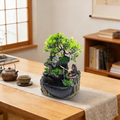 Tabletop Fountain Resin Rock Waterfall with LED Colorful Lights - Image 7