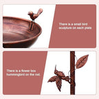 Metal Bird Bath Bronze 2-in-1 Freestanding Garden Birdbath - Image 4