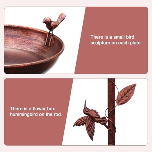 Metal Bird Bath Bronze 2-in-1 Freestanding Garden Birdbath - Image 4