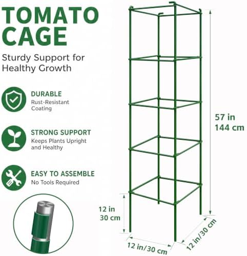 6-Pack 57inch Matal Tomato Cage for Garden Plant Support - Image 3