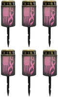 Poceacles Solar Outdoor Lights Solar Grave Lights Cemetery Candles Decorative LED Automatic Flameless Candle, Pink Ribbon American Flag, Pack of 6 by Poceacles