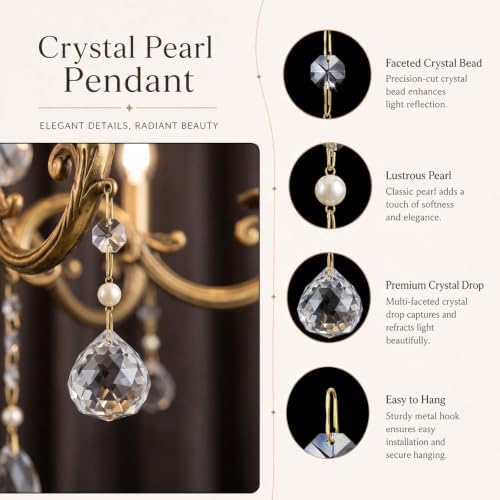 2" Pendant Chandelier K9 Crystal Decorative Hanging Ornaments (Vintage C, 12) - Image 3
