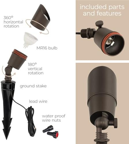 Amped Landscape Lighting 12V Accent Spot Light with MR16 Socket in Bronze Powder Coated Aluminum - Image 2