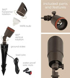 Amped Landscape Lighting 12V Accent Spot Light with MR16 Socket in Bronze Powder Coated Aluminum - Image 2