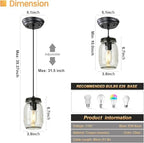 Glass Mason Jar Light Fixtures, 1-Light Kitchen Island Lighting, Farmhouse Pendant Lights Kitchen Island, Adjustable Black Hanging Lights for Kitchen Over Sink Dining Room - Image 5