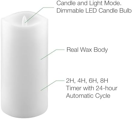 Stonebriar LED Pillar Candles — Remote & Timer, Real Wax Flameless Candles for Home Décor, Weddings & Events, Pack of 6, White, 3" x 6" - Image 4