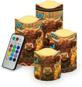 Cow 4 Pack LED Candles Flickering Flameless Pillar Candles with Remote Control and Timer Color Changing Battery Operated Realistic Electric Candles for Floor Table Path Decoration by YUVAMAGIMO