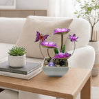 Tabletop Fountain,Indoor Water Fountain,Home Fengshui Décor Zen Relaxation Soothing Sound Machine for Office,Living Room,or Bedroom,Purple Lotus & Butterfly,9.1inch - Image 3
