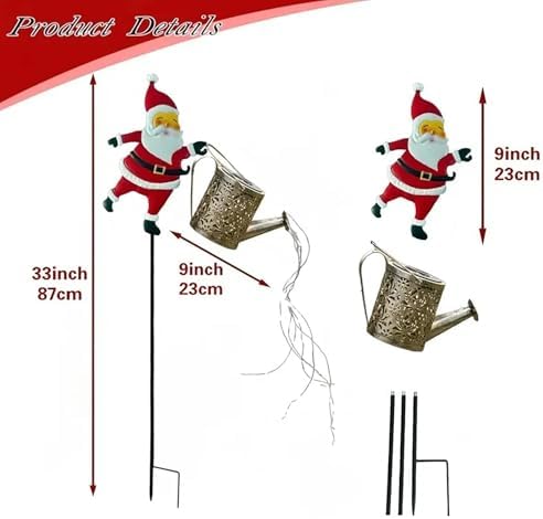 Christmas Solar Kettle Lights Garden Lawn Decorative Lights, 2026 New Hanging Metal Solar Santa Claus Watering Can with LED Light (Warm) - Image 5