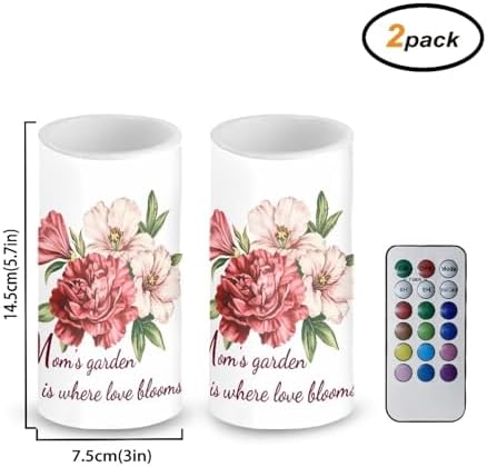 Flameless Candles Battery Operated with Timer Remote Control 5.7''Height Electric Candles for Mother's Day Gifts Rose Flower Mom's Garden is Where Love Blooms - Image 2