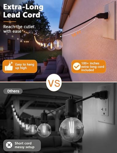 G40 LED Outdoor String Lights, 50FT, 27 Globe Bulbs, Black Wire - Image 3