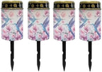 Poceacles Solar Lights Outdoor Waterproof Cemetery Solar Outdoor Candle Grave Solar Decoration Solar Votive Candles Blessed Candles for Loss of Loves One, Hummingbird Flower Blue, Pack of 4 by Poceacles
