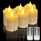 6 PCS Real Wax Rechargeable Flameless Warm White LED Candles,Remote by ALEDLIGHT