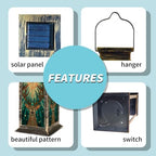 Solar Lantern Retro Abstract Stained Glass Outdoor Waterproof Garden Hanging Lantern Solar Powered Lighting Outside Solar Light for Patio Yard Camping, Gifts for Women Mom - Image 5