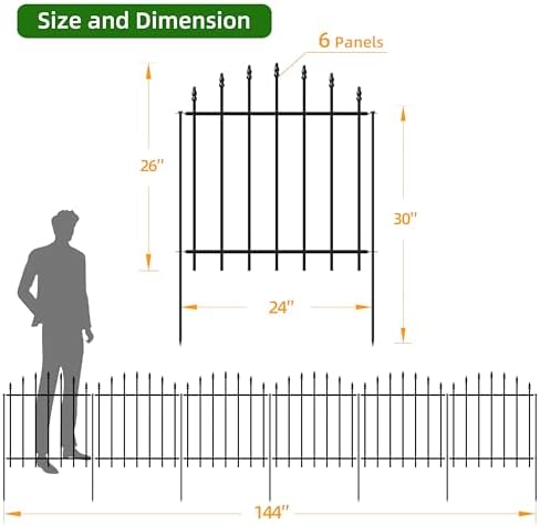 26” x 12’ No-Dig Metal Garden Fence with Stakes, Panels Fencing for Dogs - Image 3