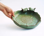 Ceramic 9.45 inch Beige Heavy Duty Ground Wild Bird Bath Bowl or Feeder for Outdoor Garden, Bowl Only - Image 7