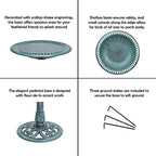 Westcharm 28 Inch Lightweight Verdigris Green Poly Resin Outdoor Birdbath for Outside with Decoration Pedestal Base Stand - Pedestal Bird Bath for Outdoors Yard and Garden - Image 4