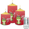 Cozeyat Flameless Bullet Floating Candles with Remote Control Set of 3, Red Christmas Frog Pattern Electric Candles Christmas Decoration, 4/6H Timer Waterproof Tea Lights Candles by Cozeyat