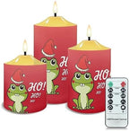 Cozeyat Flameless Bullet Floating Candles with Remote Control Set of 3, Red Christmas Frog Pattern Electric Candles Christmas Decoration, 4/6H Timer Waterproof Tea Lights Candles by Cozeyat