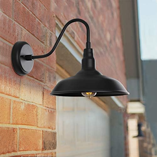 Black Gooseneck Barn Light for Farmhouse 10 Inch Dome Exterior Lights Fixture with Wall Mount, Outdoor Wall Sconce for Garage Porch Patio - Image 2